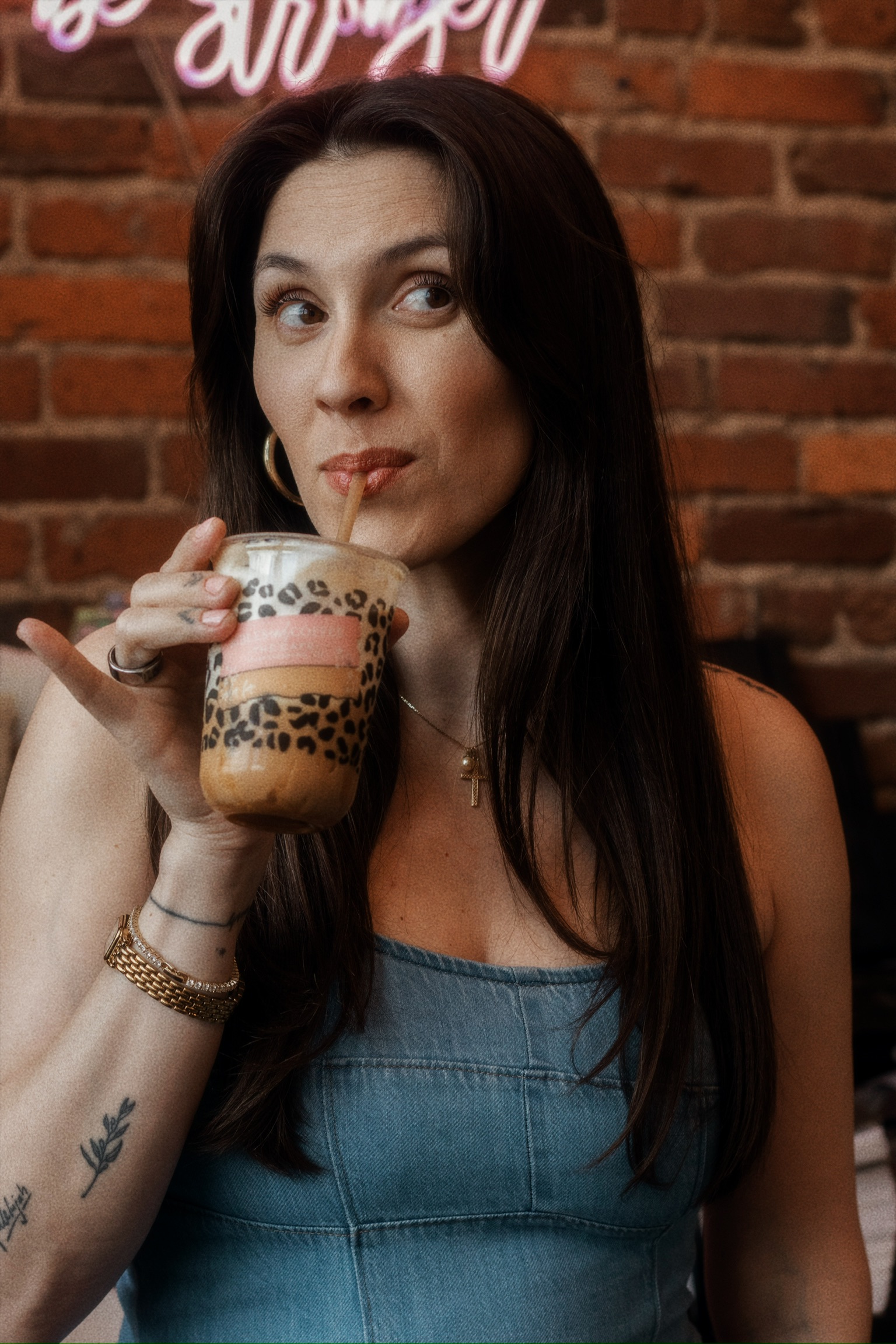 Jackie enjoying coffee inside Bibles and Coffee Cafe